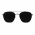 Black sunglasses with silver frame on a white background